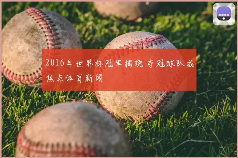 2016年世界杯冠军揭晓 夺冠球队成焦点体育新闻